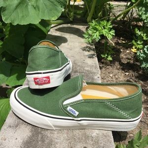 vans slip on dark green